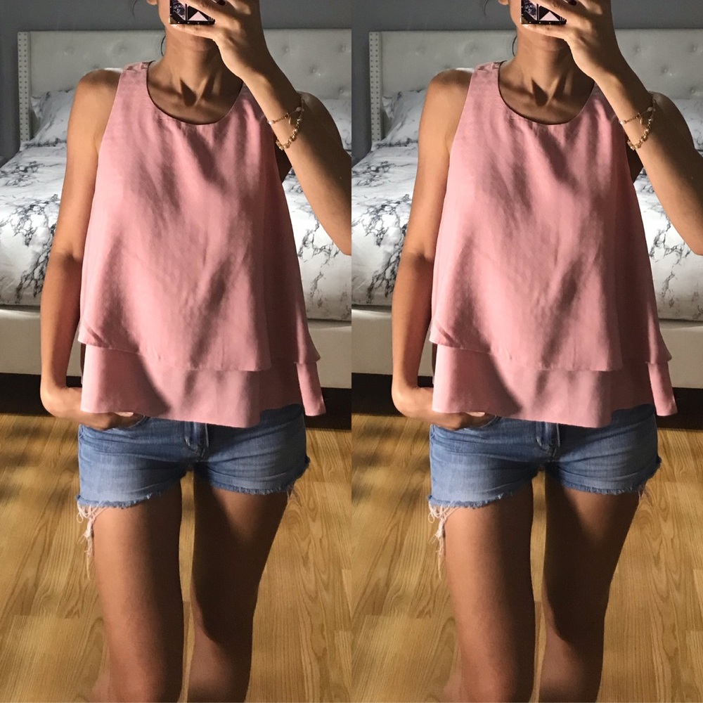 Cynthia Vincent Pink fluffy tank top